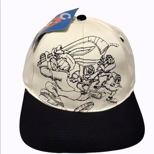 Vtg Looney Tunes Snapback Hat NHL Hockey  Bugs Bunny Taz Daffy Yosemite Sam NWT